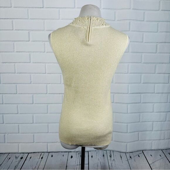 10/$25🦋 Vintage Lauren Michelle Cream Pearl Mock Turtleneck Tank - Size Large - Picture 4 of 11